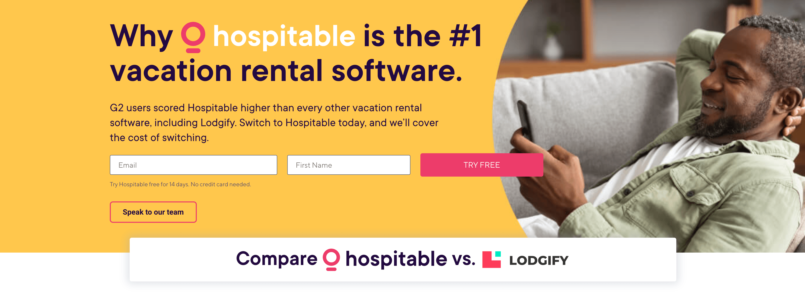 Landing pages & social ads: Hospitable